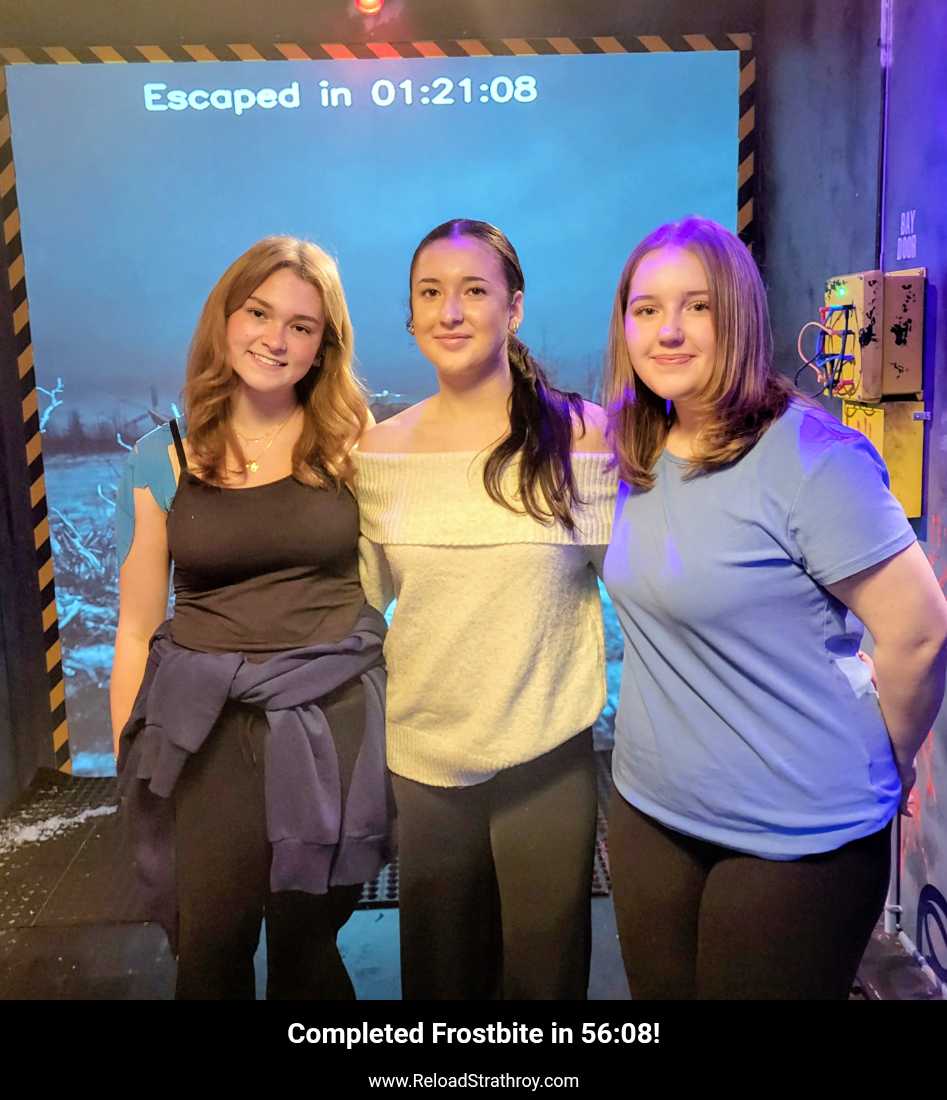A team at Reload after playing the FROSTBITE escape room in Strathroy