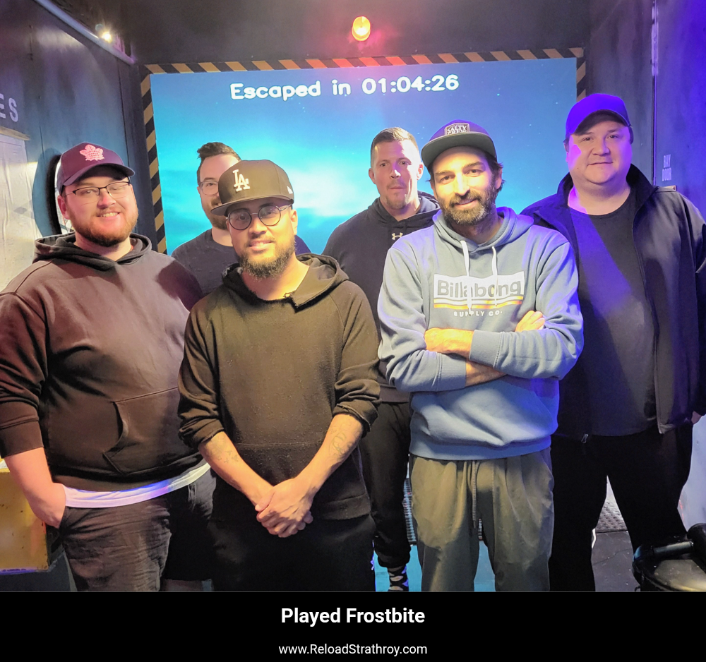 A team at Reload after playing the FROSTBITE escape room in Strathroy